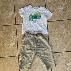 Patagonia Baby Baggies Summit Pants & Organic Cotton Shirt-Sz 6 Mo